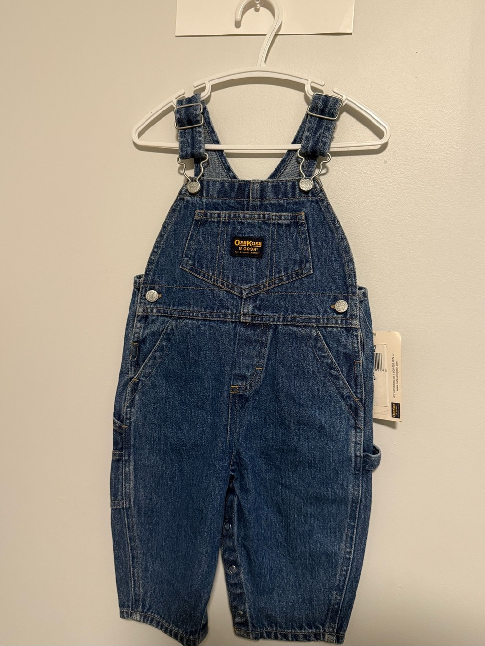 NWT VINTAGE OshKosh B'gosh Dark Blue Denim Toddler Overalls